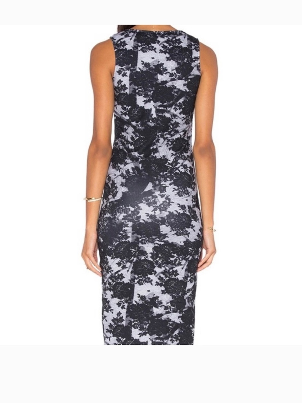 Alexander McQueen Black and White Floral Midi Bodycon Dress small - Picture 2 of 3